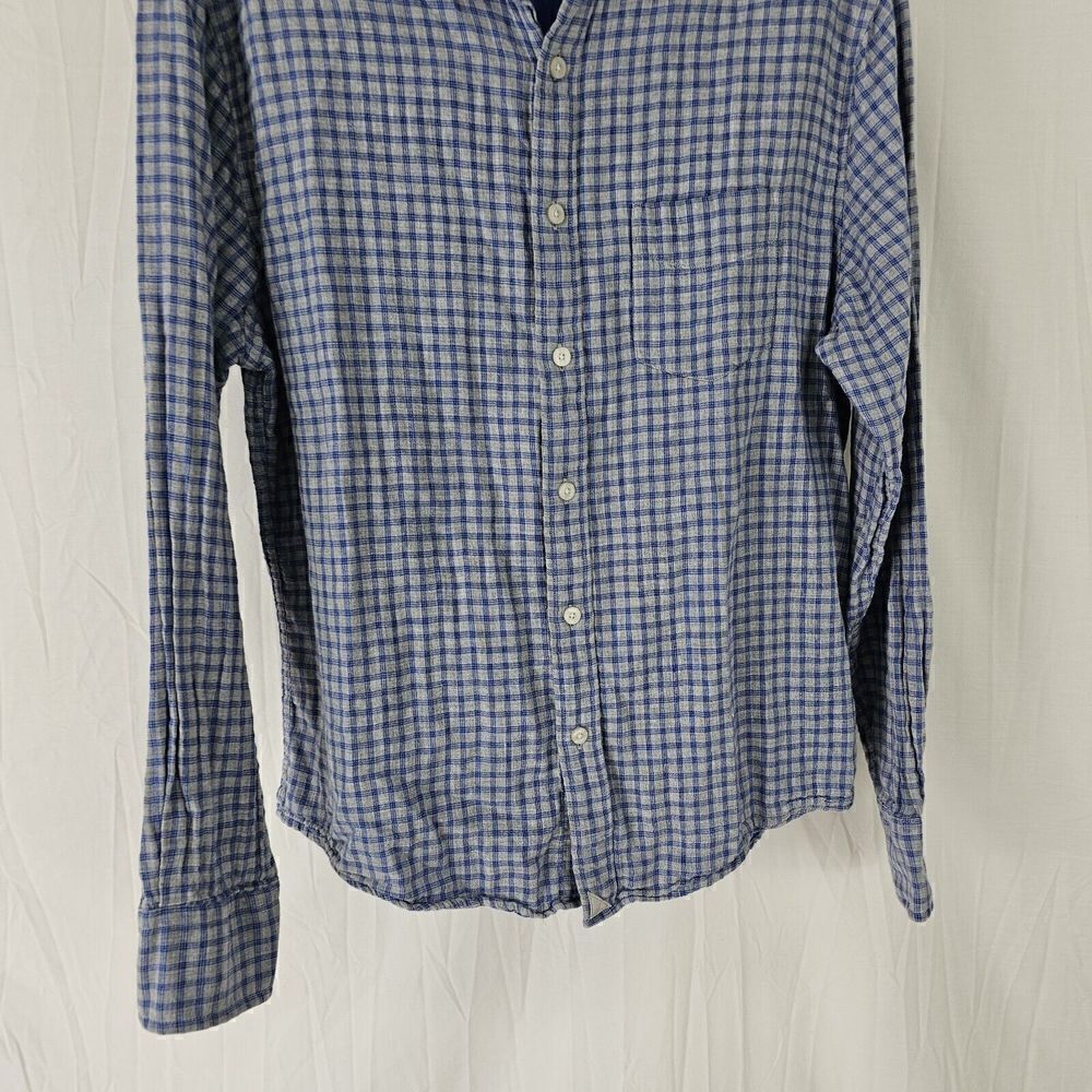 Untuckit Pugliese Double Layer Cotton Button Up Shirt - Men's Size Medium Blue - Picture 2 of 7